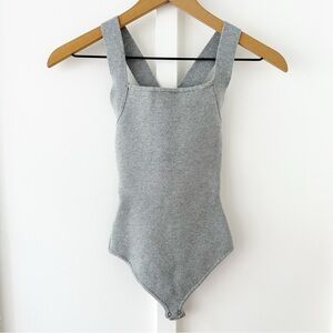 ABERCROMBIE grey cross back sweater knit bodysuit